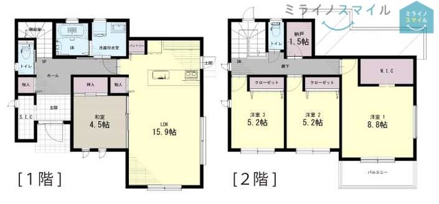 広々リビング15.9帖!4SLDK全室4.5帖以上♪1.5帖の納戸付きです♪