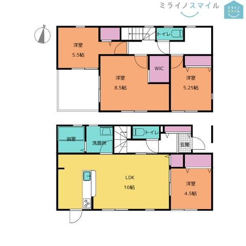 ◆2号棟◆広々リビング16帖!4LDK全洋室4.5帖以上♪リビング横に洋室付です!