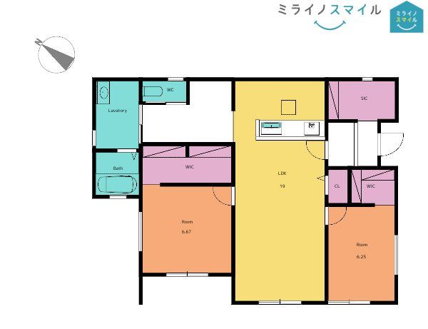 SIC、WIC等の収納充実の平屋建て2LDKです♪広々お庭と最大8台分の駐車スペースが確保できます！！