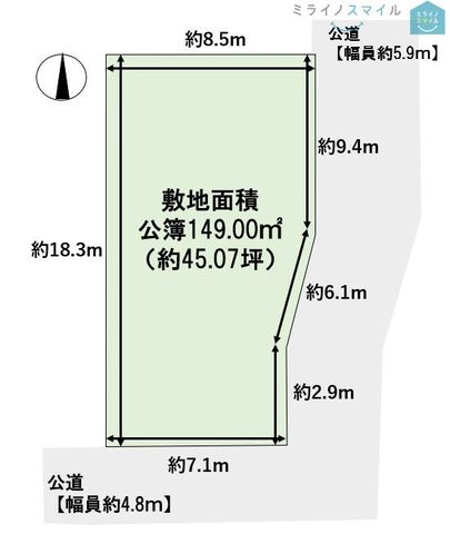 名古屋市守山区喜多山1丁目土地【南東角・建築条件なし】