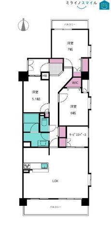 リフォーム済み！3SLDK、5階部分の角部屋です！2面バルコニーで日照・通風良好です◎