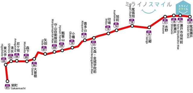 名鉄瀬戸線 路線図