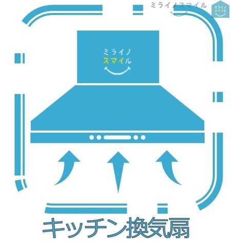 本体の大きさが間口の広いブーツに似た形状のレンジフードです。空気の吸い込み口が広いため、換気性能に安定感があります。