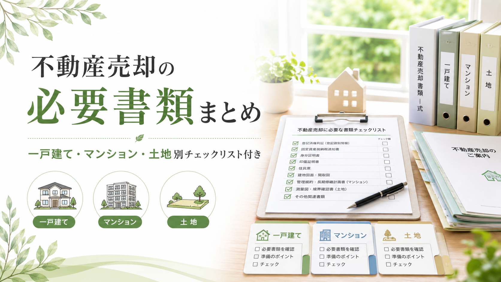 不動産売却の必要書類まとめ｜一戸建て・マンション・土地別チェックリスト付き